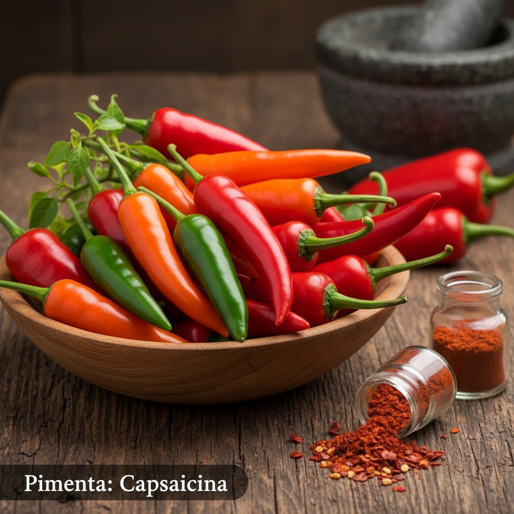 Tigela de pimentas vermelhas frescas, um poderoso alimento termogênico para queima de gordura.