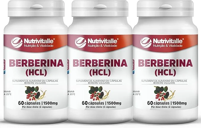 Foto real da Nutrivitalle Berberina 60 Softgels 1500mg Kit 3 Unidades